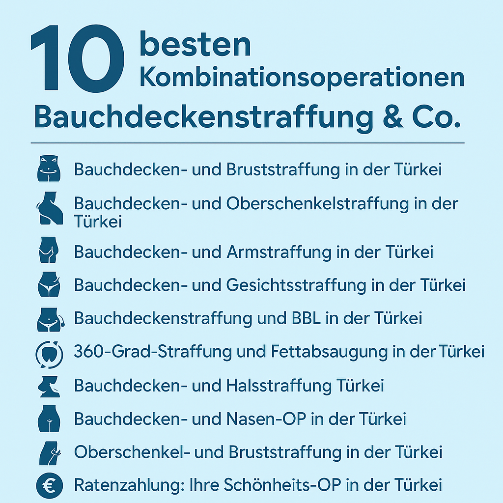 Zehn besten Kombinationsoperationen bei Aesthetic Travel: Bauchdeckenstraffung bis Facelift – Schönheit-OP in der Türkei mit Ratenzahlung …